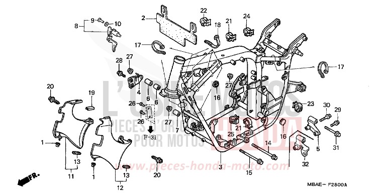 CARROSSERIE DE CHASSIS de Shadow Aero REARL SEDONA RED (R223B) 2001